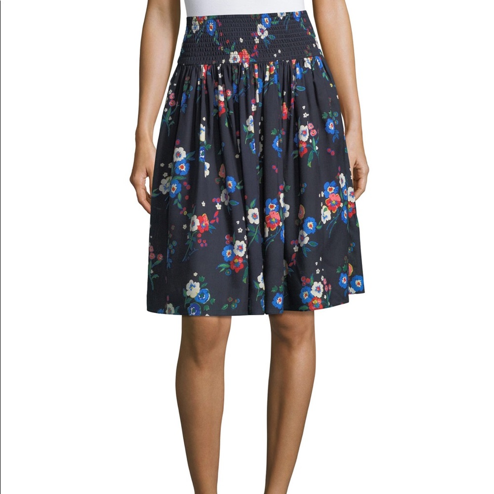 Tory Burch Blue Blaire Floral Print Skirt SZ 12 - Picture 1 of 5